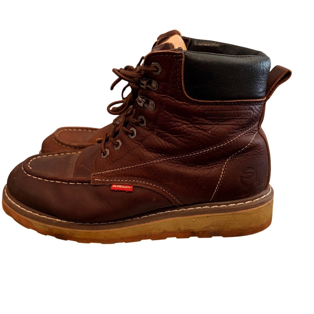 Sureway Leather Lace-Up Work Boots Sz 10.5 D Oil-Resistant Sole Durable SW801M